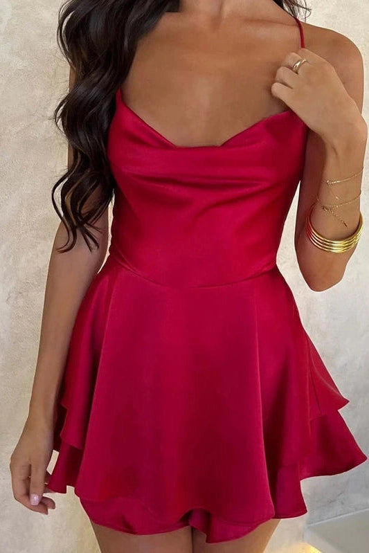 Backless Tie-Up A-Line Mini Dress