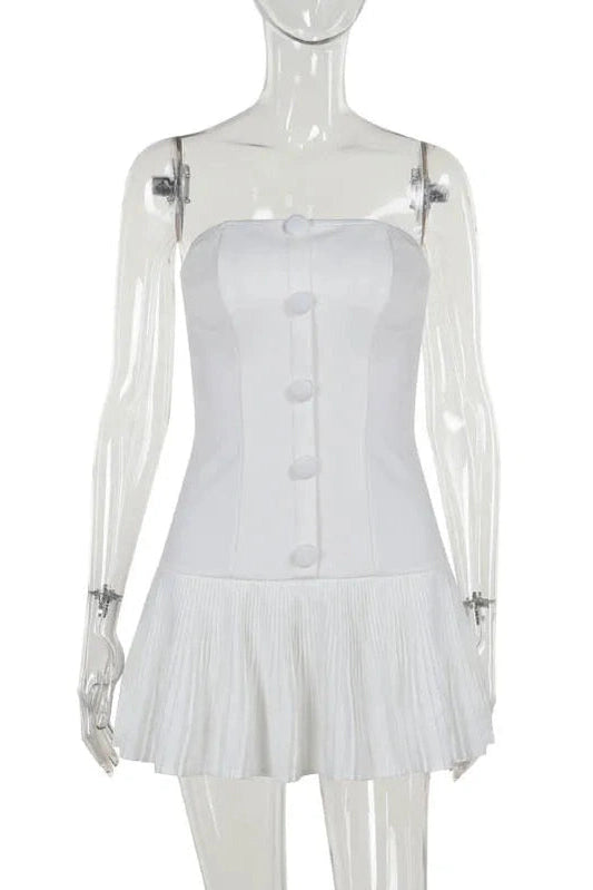 Elegant Pleated Backless Slim Mini Dress