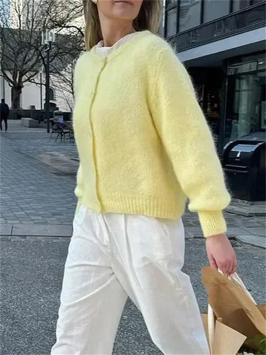 Loose Casual Sweater Cardigan Coat For Women Long Sleeve Cropped Solid Autumn Clothes Top Knitwear Women’s Outwear