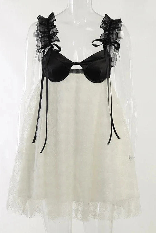 Backless Lace-Up Mini Dress