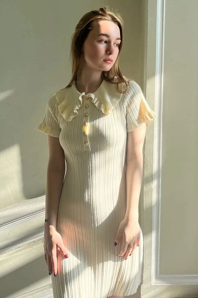 Elegant Short Sleeve Mini Dress with High Waist