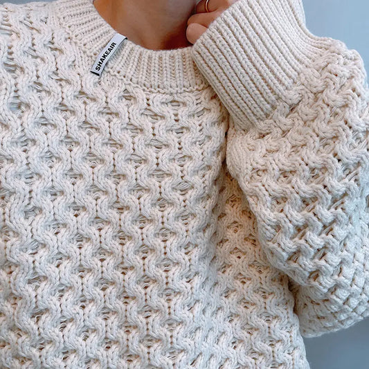 Simple solid color round neck sweater for and women, street brand, lazy style, loose style, casual base for couples y2k tops
