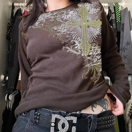 Y2K Fairycore Grunge Graphic Knit Top
