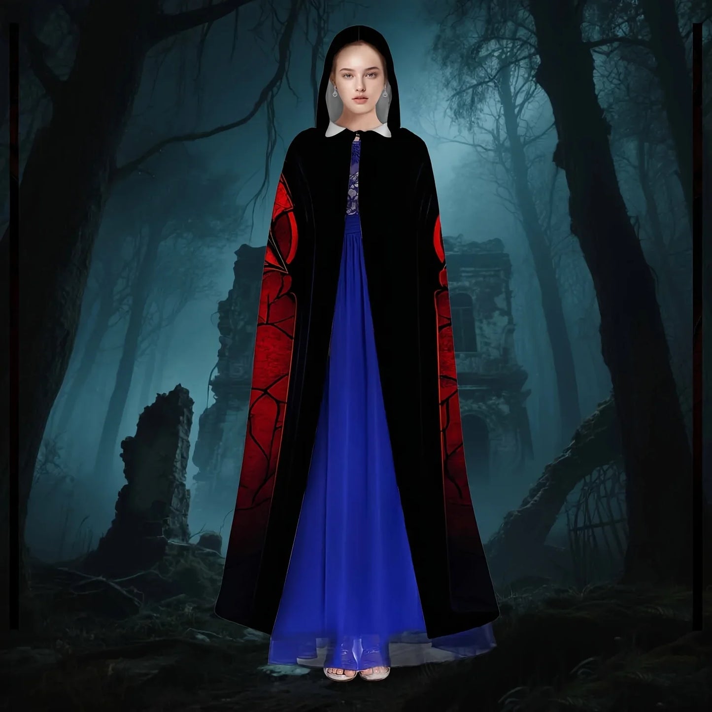 Bat Silhouette Printed Cloak