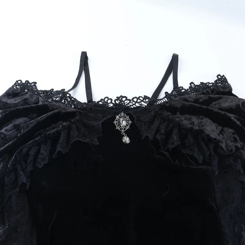 Flocking Lace Off-Shoulder Midi Dress