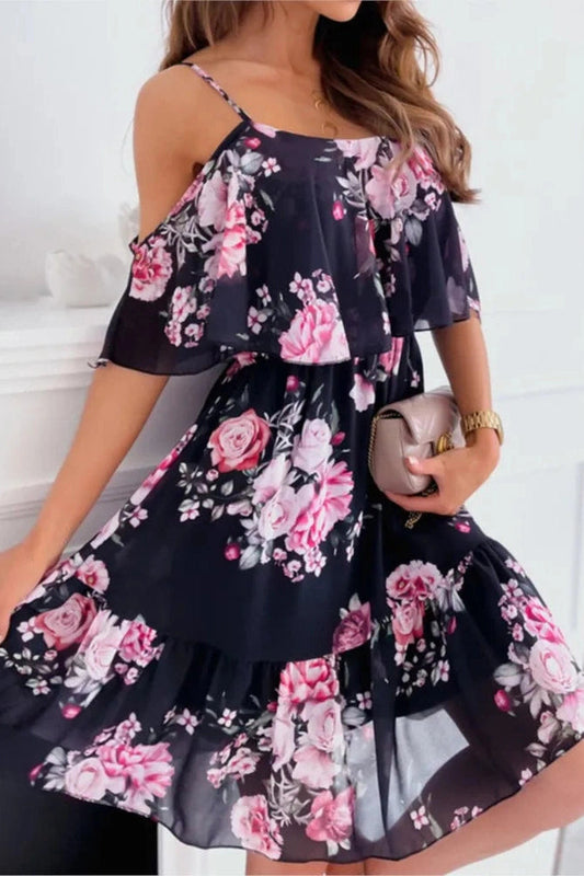Backless Off Shoulder Spaghetti Strap Mini Dress
