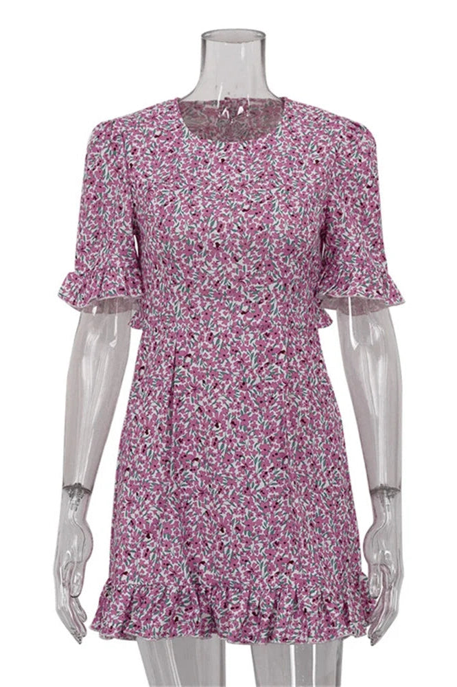 Short Sleeve Patchwork Mini Dress