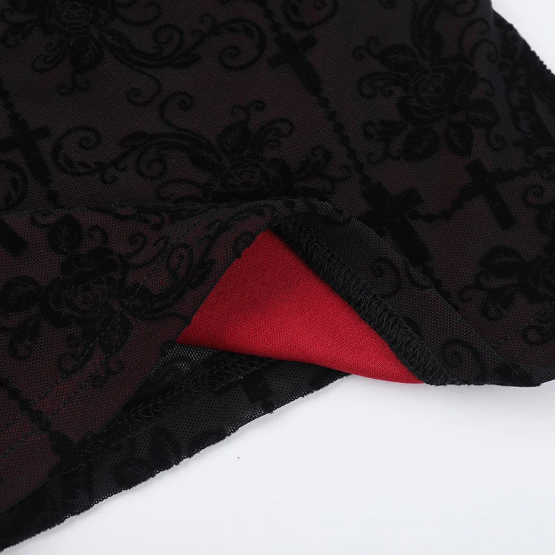 Lace Trim Backless Flocking Corset