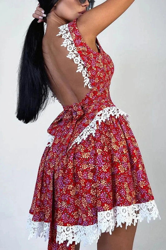 Strappy Sleeveless Mini Dress with High Waist