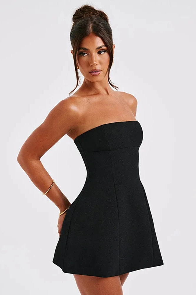Strapless High Waist Mini Dress  Lilyprettygal