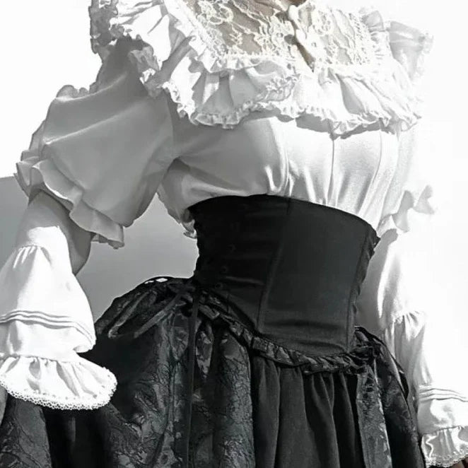 Flare Sleeve Lace Patchwork Blouse