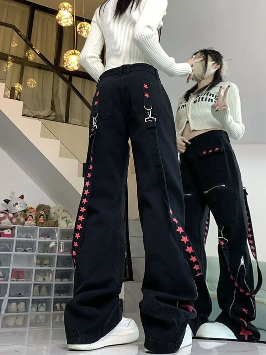 Contrast Stitch Loose Pants