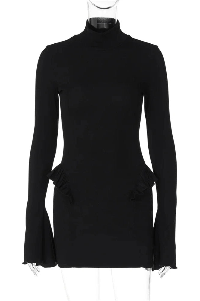 Patchwork Long Sleeve Mini Dress