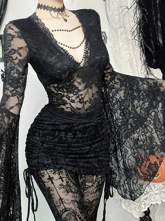 Deep V-Neck Mesh Top