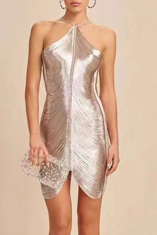 Elegant Straps Sleeveless Bodycon Mini Dress