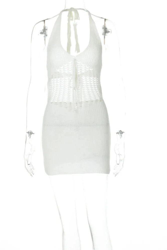 Hollow Out V-Neck Backless Mini Dress