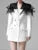 New Fashion Lace Patchwork Design Notched Collar Double Breasted Contrast Color Women’s Suit Dress 2025 Spring Winter A6718