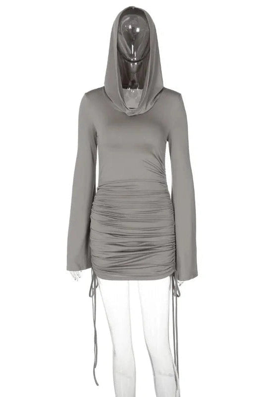 Slim Fit Lace Up Pleated Mini Dress