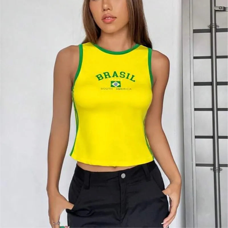 Short slim letters Europe and the United States top Y2K women’s summer vest crop sexy clothing street