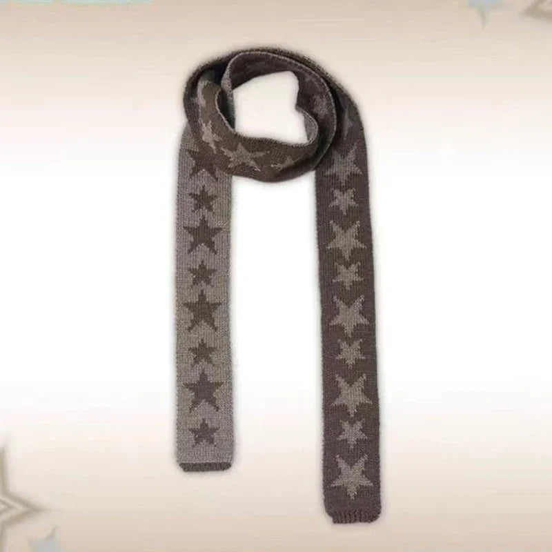Star Pattern Jacquard Knitted Harajuku Punk Gothic Warm Scarf
