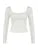 Korean Fashion Shirring Bow Square Collar Slim Long Sleeve Black T Shirt Women White Solid Basic Cute Japanese Top Tee
