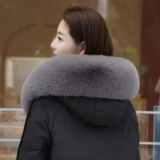 Soft Women Scarf Winter Faux Fox Fur Collar Furry Warm Thicken Men Parka Coat Hood Decor Fake Fur Shawl Luxury Scarves