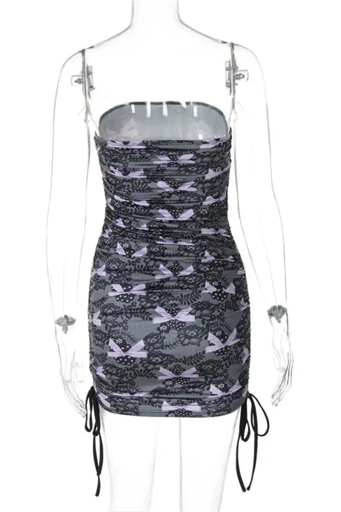 Drawstring Bandeau Mini Dress