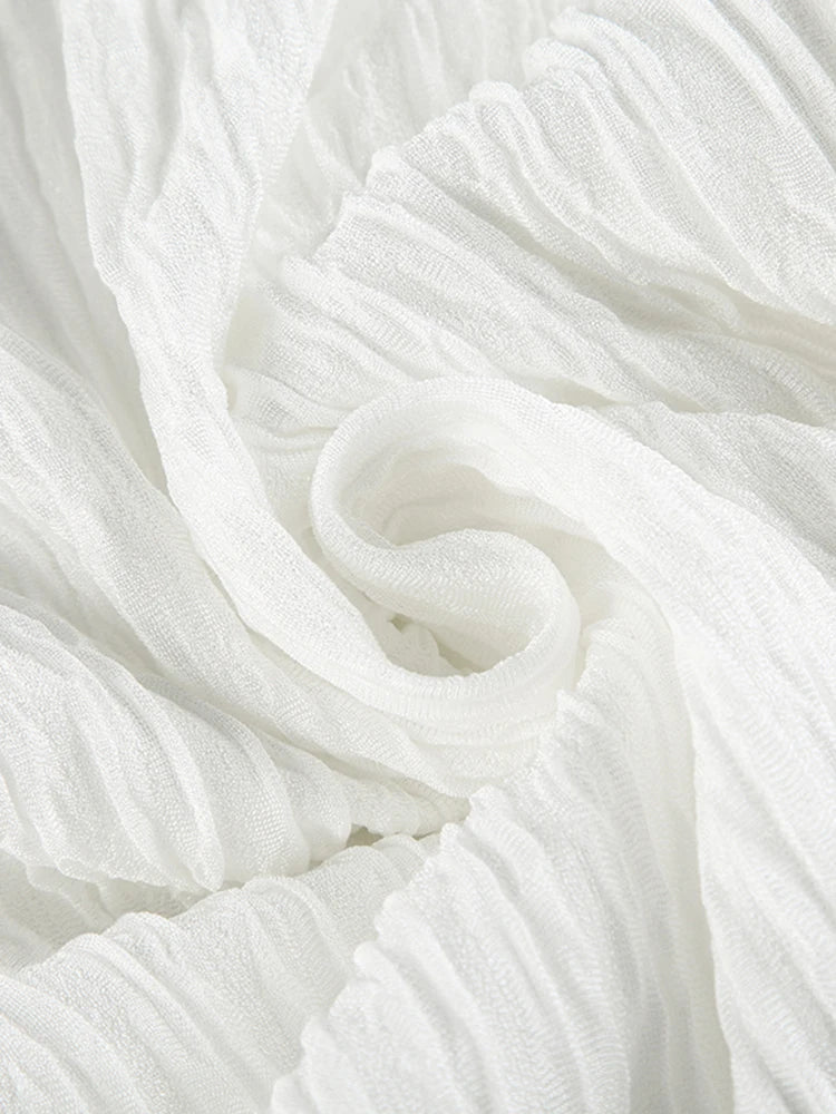 Korean Fashion Slash Neck Elegant Long Sleeve A Line White Dress Women Shirring Slim Waist Simple Sweet Japanese Clothing