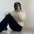Retro Plush Single Breasted Cardigan Women Elegant Loose Solid O-neck Short Sweaters Female Winter Autumn Chic Street Knitwear