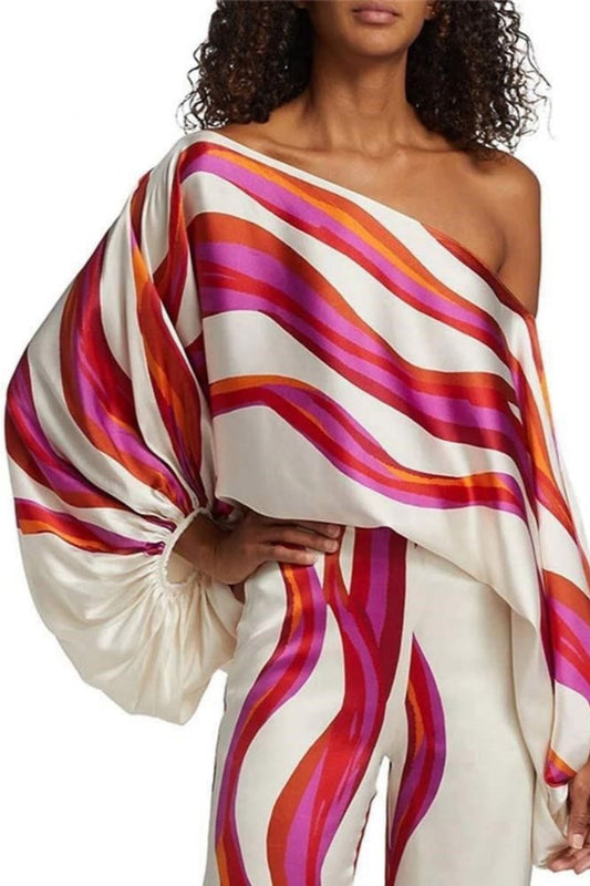 Conjunto de dos piezas con ondas abstractas - Fucsia