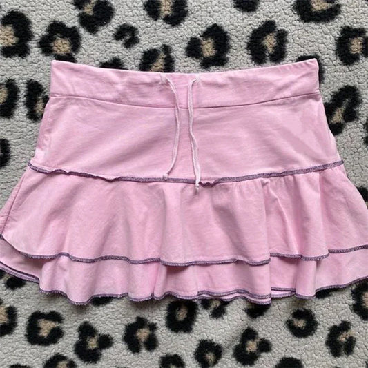 dress lace Harajuku solid color Y2K slit short skirt cute emo girls comfortable satin aesthetic sling dress