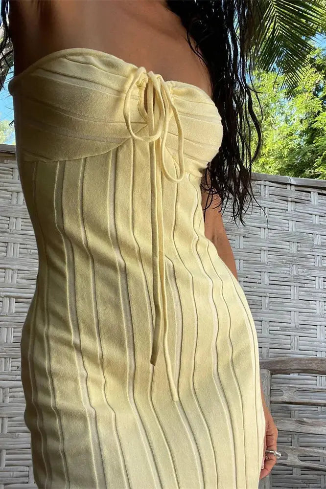 Off-Shoulder Striped Knit Mini Dress
