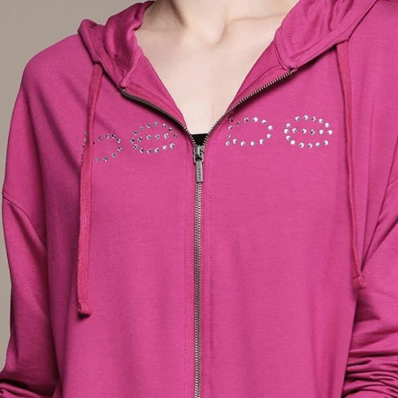 Europe and the United States new Y2k retro “Bebe” printed pink retro hot diamond sexy casual hoodie