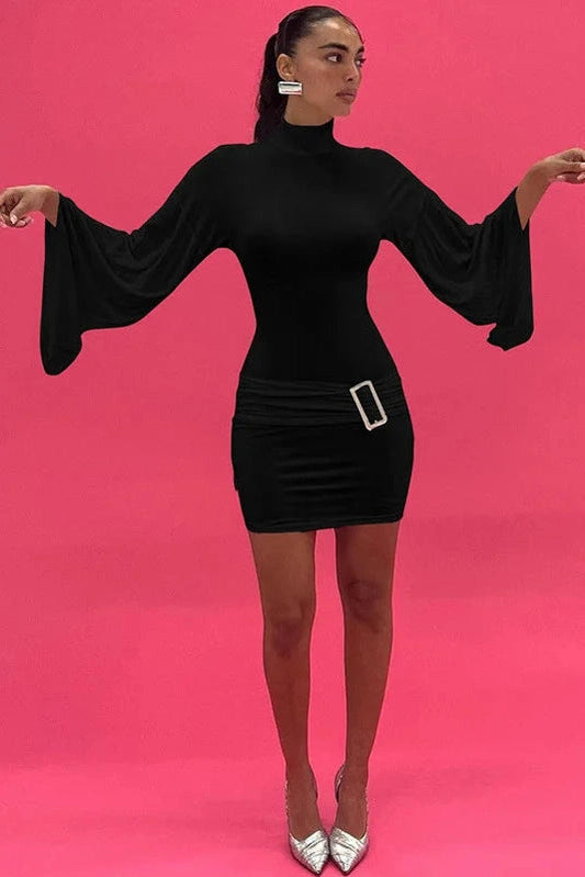 Elegant Long Sleeve Mini Dress