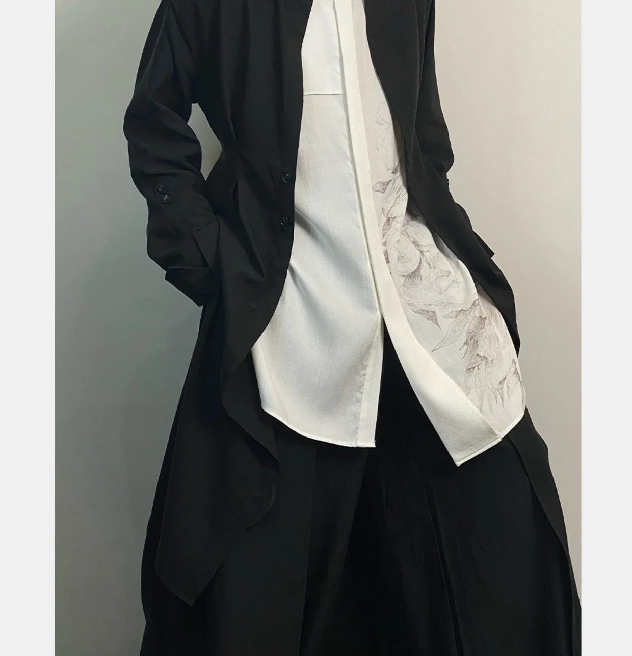 Adjustable Waist Belt Shirt Style Long Coat