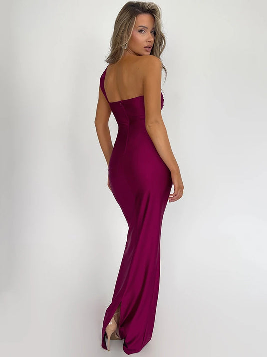 Strapless Backless Sexy Maxi Dress For Women Fashion One Shoulder Sleeveless Bodycon Club Party Long Dress Elegant
