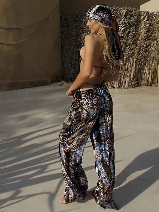 Halter Bra Straight Pants Set