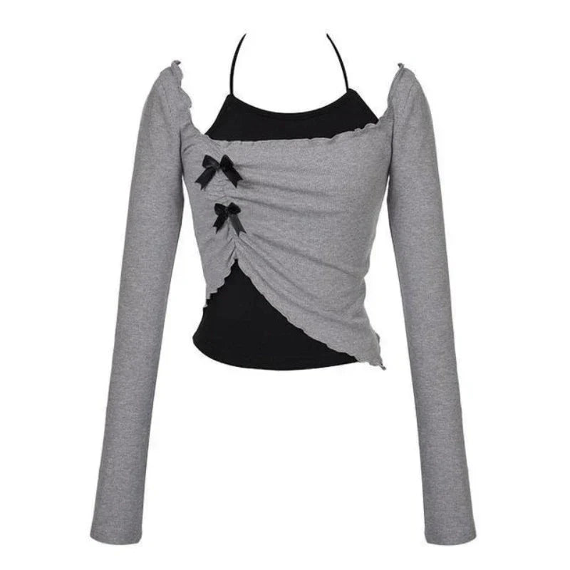 Voguable Korean 2 Piece Set Skirt Slim Y2k Crop Tops Casual Vintage Black Mini Skirt Kawaii Sweet Suit Woman Chic