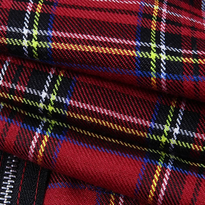 Plaid Zipper Chain Corset