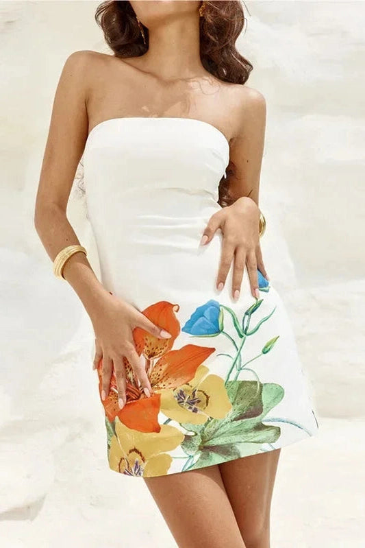 Strapless Sleeveless Slim Fit Mini Dress