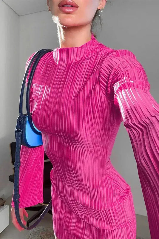 Slim Pleated Mini Dress
