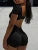 Shirring Backless Square Collar Short Sleeve Skinny Sexy Gray Rompers Womens Playsuit Black Rave Summer Baddie Outfits