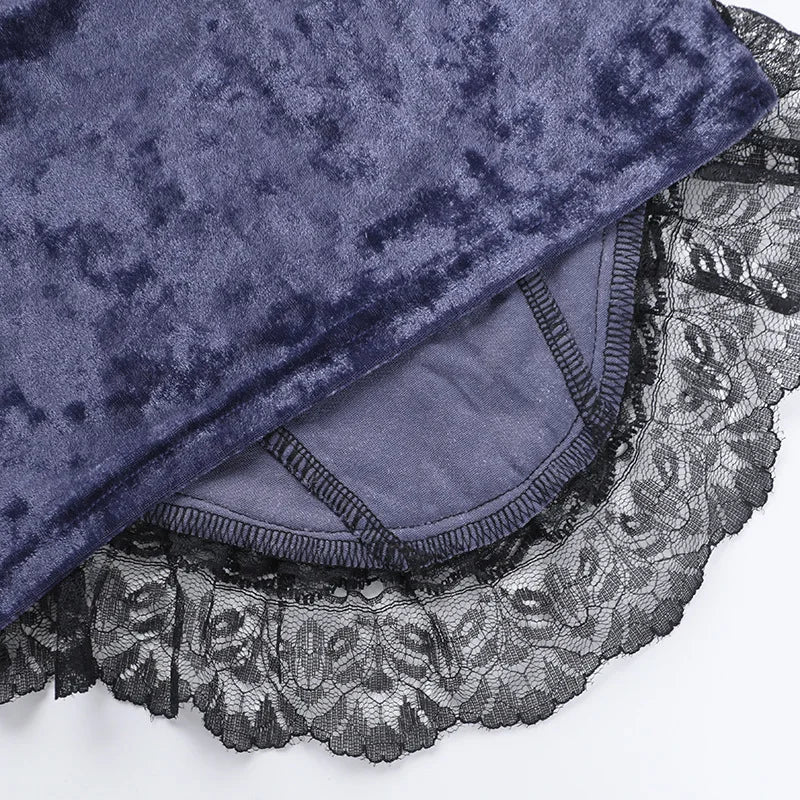 Velvet Patchwork Strappy Corset