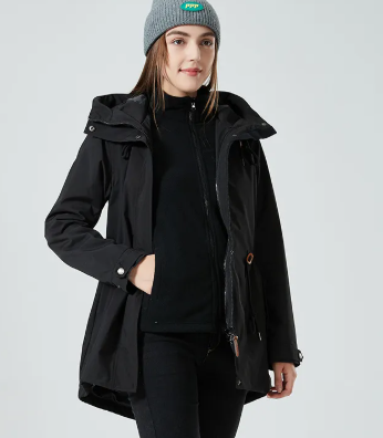 Chaqueta impermeable clásica para exteriores con estampado y capucha para mujer | Ideal para actividades al aire libre