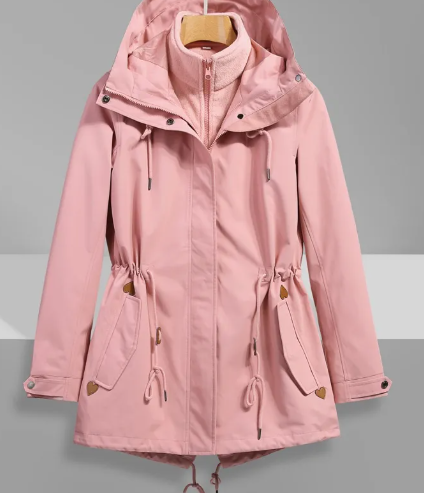 Chaqueta impermeable clásica para exteriores con estampado y capucha para mujer | Ideal para actividades al aire libre