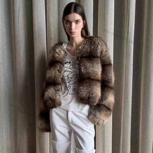 Winter Warm Fluffy Faux Fur Coat Women Softly Warm Furry Fox Fur Outerwear Jacket High Quality Brand Overcoats