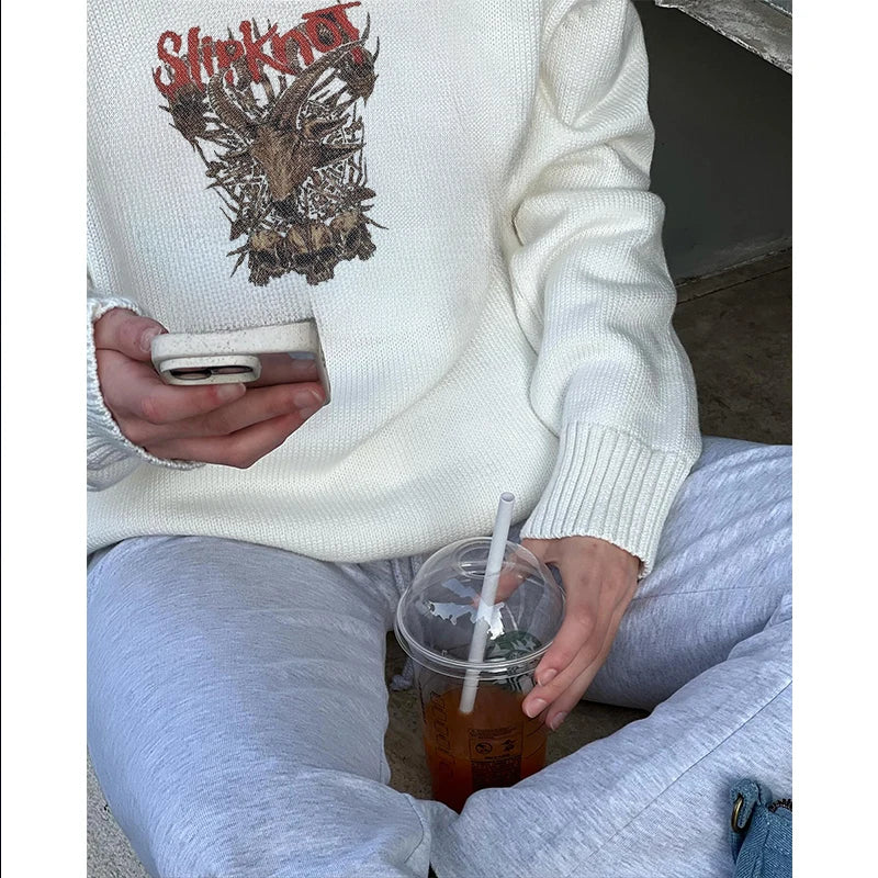 New printed men’s and women’s casual sweater Europe and the United States fashion street knitting sweater