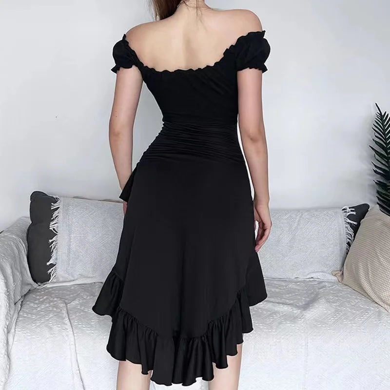 Off-Shoulder Ruffle Midi Dress