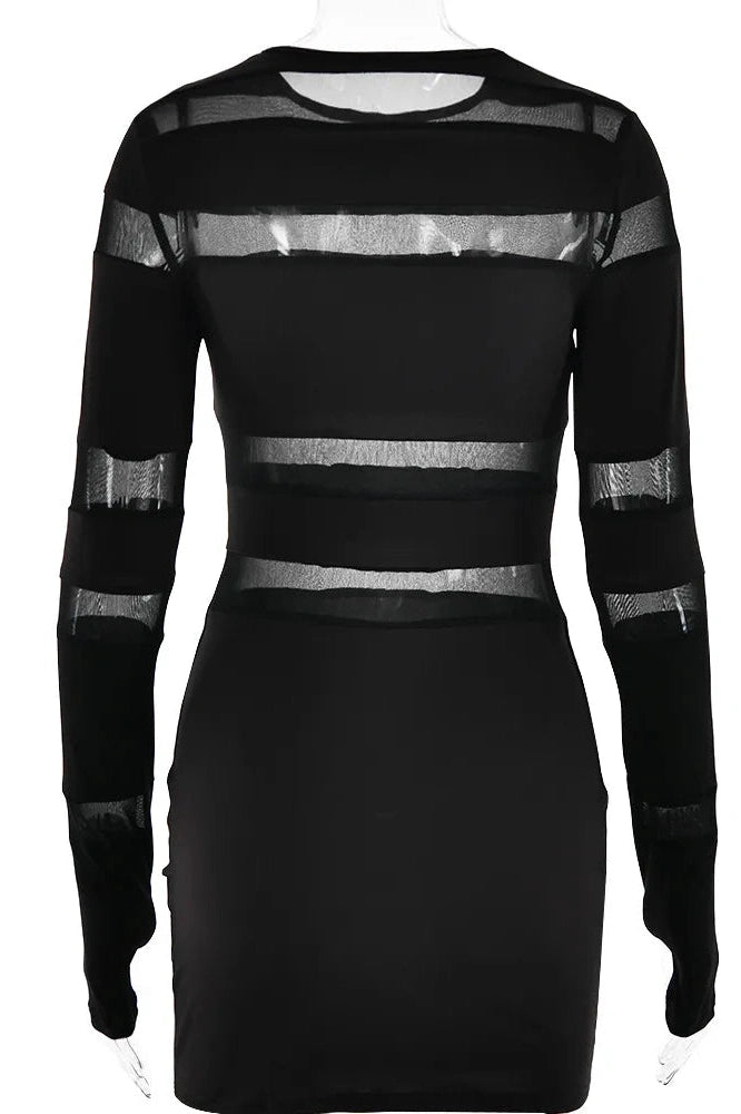 Patchwork Mini Dress with Long Sleejsons