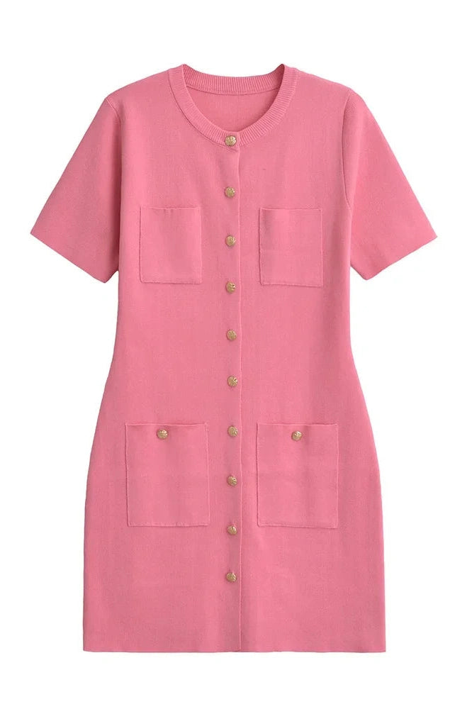 Slim Fit Patchwork Short Sleeve Mini Dress